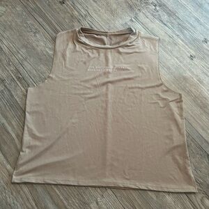 Lovers of hYOUmanity Tank Tan Motivational Workout Sleeveless Scoop Neck Size L